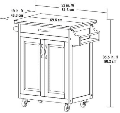 Mainstays Kitchen Cart With Drawer Spice Rack Towel Bar Butcher Block Top White Walmart Com Walmart Com
