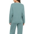thumbnail image 5 of Womens Pajama Sets 2 Piece Lounge Sets for Women V Neck Long Sleeve Top and Elastic Waist Loose Fit Pants (XXL, Mint Green), 5 of 7