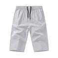 thumbnail image 2 of OGLCCG Mens Athletic Gym Capri Pants Running Workout Basketball Long Shorts with Pockets Drawstring Elastic Waist Sports Crop Pants,XL,White, 2 of 5