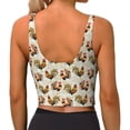 thumbnail image 3 of Bixox Women's Colorful Roosters Pattern Fitness Navel Tank Top U-Back Yoga Tank Top Sweatshirt Sports Bra, 3 of 7