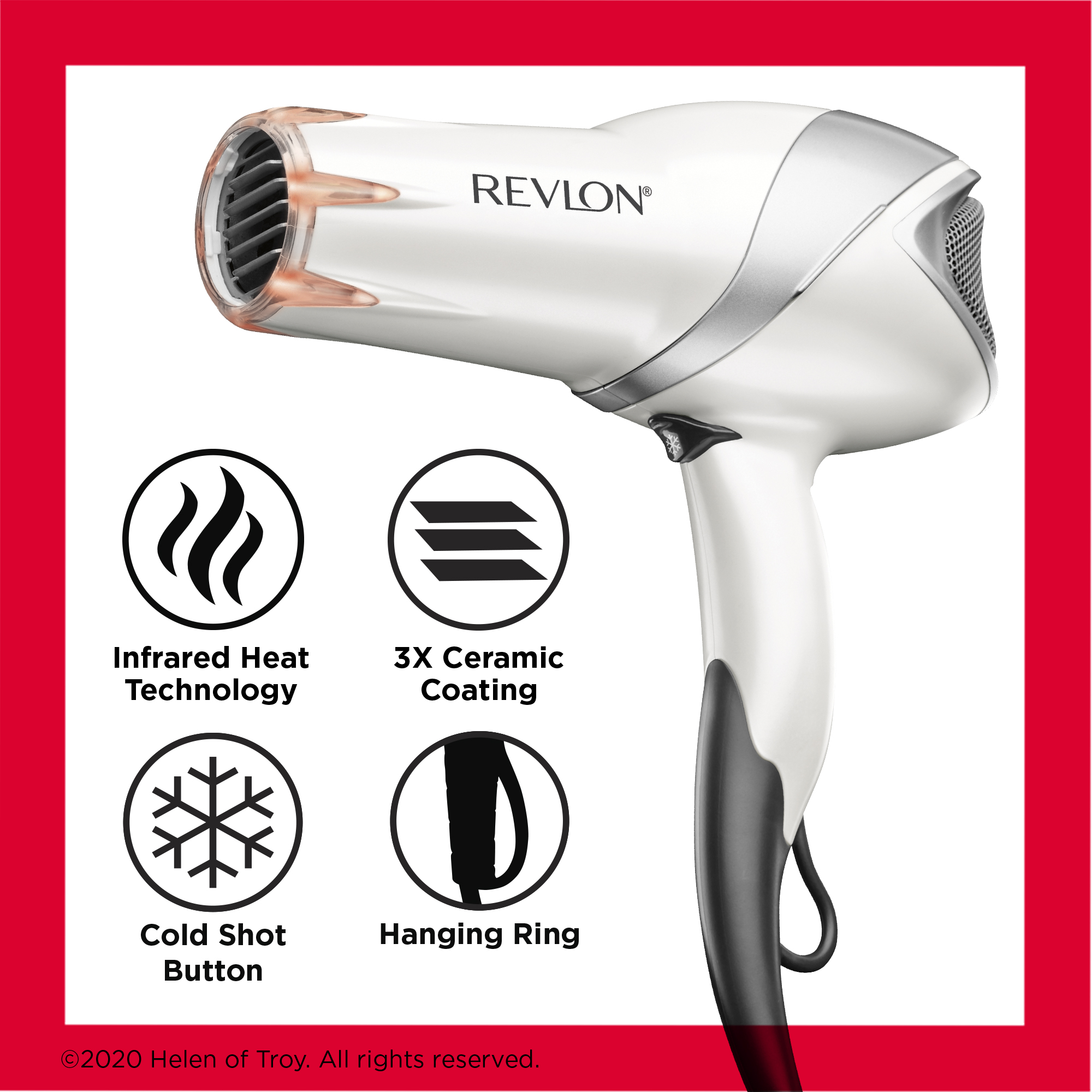 Revlon 1875W Infrared Heat + Ceramic Hair Dryer, White - image 5 of 6