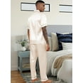 thumbnail image 4 of Men's Silk Satin Pajama Set Short Sleeve Classic Sleepwear Button Down Loungewear with Long Pants, 4 of 7