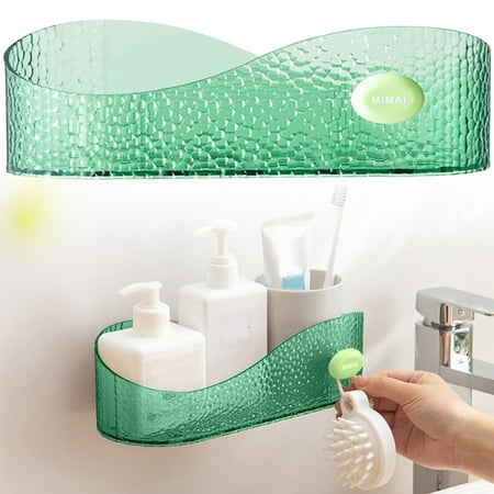 PRYESS (Adhesive Organizer for Toilet) Wall Mounted Bathroom Shelf No Drill Adhesive Organizer for Toilet and Shower Storage Rack for Cosmetics and Toothbrush Holds Up To 10Kg Green PRYESS (Adhesive Organizer for Toilet) Wall Mounted Bathroom Shelf No Drill Adhesive Organizer for Toilet and Shower Storage Rack for Cosmetics and Toothbrush Holds Up To 10Kg Green