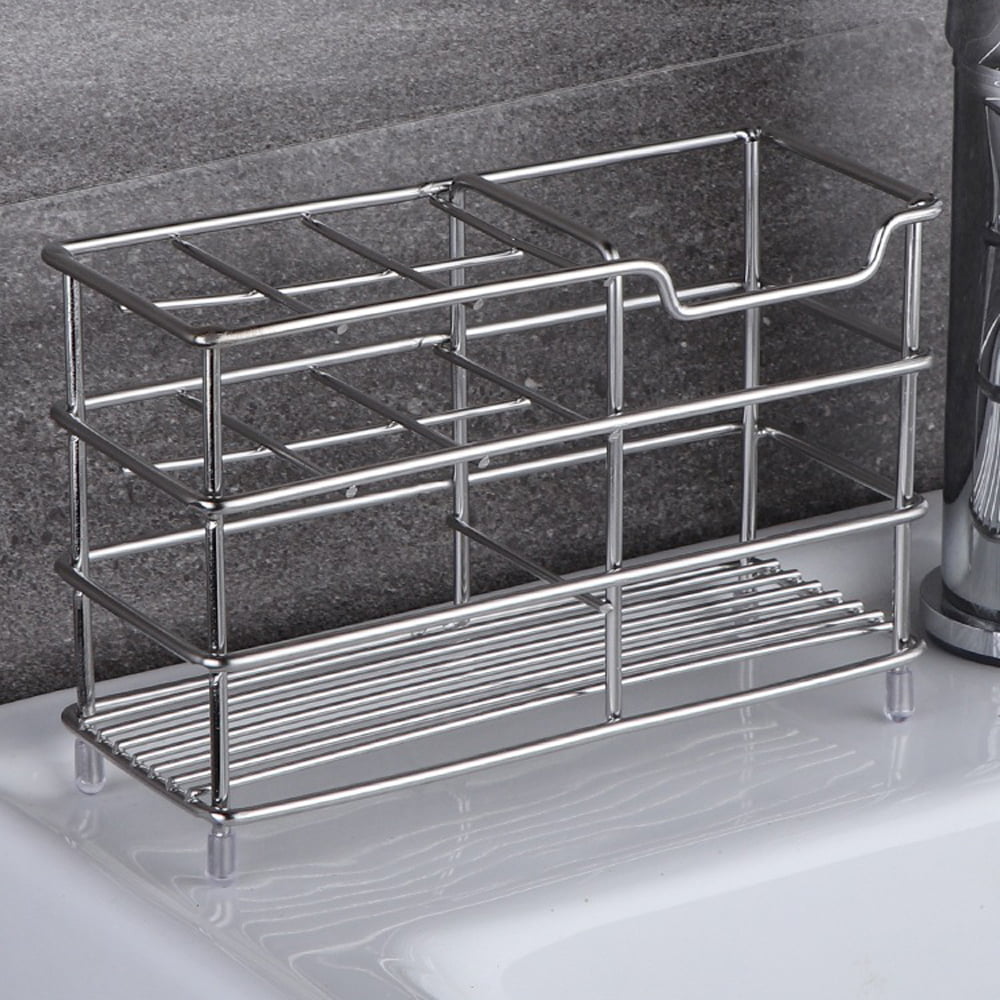 Kitchen Art 2 Tier Suction Toothbrush & Toothpaste Holder Stainless Steel Silver 