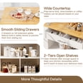 thumbnail image 3 of Walsunny Kitchen Island on Wheels with Storage Cabinet, Rolling Cart Kitchen Storage Organizer with/3 Side Spice Rack White, 3 of 9