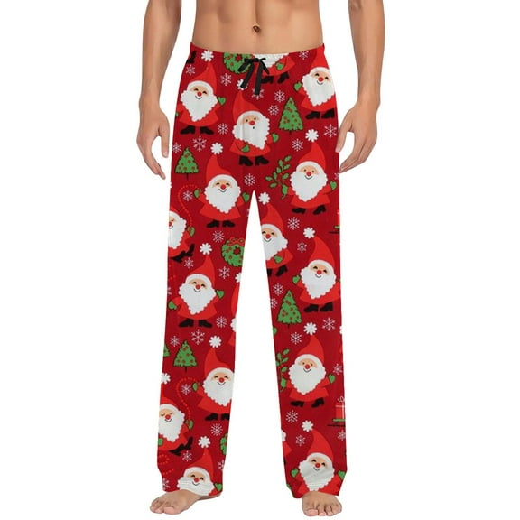 BOOMNY Christmas Men's Pajama Pants Wide Leg Pajamas Pants for Men Xmas Santa Claus Graphic Soft Pj Bottoms Pant With Pockets Cozy Homewear Loungewear