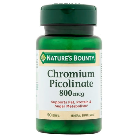 Nature's Bounty Mega picolinate de chrome suppléments minéraux comprimés, 800mcg, 50 count