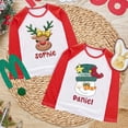 thumbnail image 1 of Camiseta personalizada de ciervo y muñeco de nieve para niños, nombre personalizado, ropa de Navidad para niños, camisetas de raglán, atuendos de fiesta para niñas, camisas para niños, 1 of 5