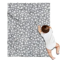 Gray Christmas Snowflake Pattern Blanket,Comfortable Soft Flannel Throw Blanket,All Season,Warm Lightweight Blankets for Sofa Bed Couch Living Room Chair,30"x40"