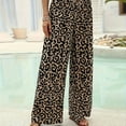 thumbnail image 4 of Women's Leopard Print Palazzo Pants - Elastic Waist Wide Leg Casual Trousers with Drawstring | Yubnlvae (Gold | L), 4 of 8