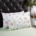 thumbnail image 4 of Botanical Throw Pillow Cover 20 x 30 Inch Decorative Pillow Cover Blue Pink Daisy Floral Watercolor White Lumbar Pillowcase Seasonal Rectangle Cushion Case for Couch Sofa Bed Living Room, 4 of 7