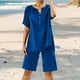 thumbnail image 2 of Conjunto de 2 piezas para mujer: blusa de pierna ancha y pantalones elásticos, cuello en V, ropa informal para el día a día, para todas las estaciones, tallas S/XXXXXL, 2 of 2