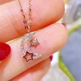 thumbnail image 3 of Romantic Moon&Star 14k Rose Gold Plated Cubic Zircon Necklace Pendant Jewelry, 3 of 7