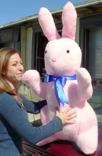 Giant Bunny Rabbit Plush Pink White Stuffed Animal Adventure Soft 28" Tall for sale online 