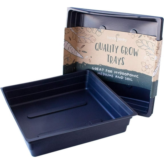Plant Germination Drip Trays - Pack of 5-10" by 10" Black Plastic Greenhouse Growing Trays with No Drain Holes - for Seedlings, Microgreens, Wheatgrass, More