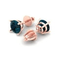 thumbnail image 2 of Clara Pucci 1.5Ct Natural London Blue Topaz Round Cut VVS1 Screw Back Stud 14k Solid hypoallergenic Gold Designer Earrings For December, 2 of 7
