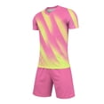 thumbnail image 5 of ITSAME Boys Girls Football Training Outfits Breathable V-Neck Top and Shorts 2-Piece Kids Soccer Uniform Set Pink Size 11, 5 of 9