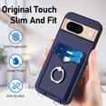 thumbnail image 7 of Wallet Case for Google Pixel 8a, Stylish Ultra Slim PU Leather Card Slots Ring Stand Wrist Strap Shockproof Protective Thin Lightweight Back Case Cover for Google Pixel 8a, Blue, 7 of 7