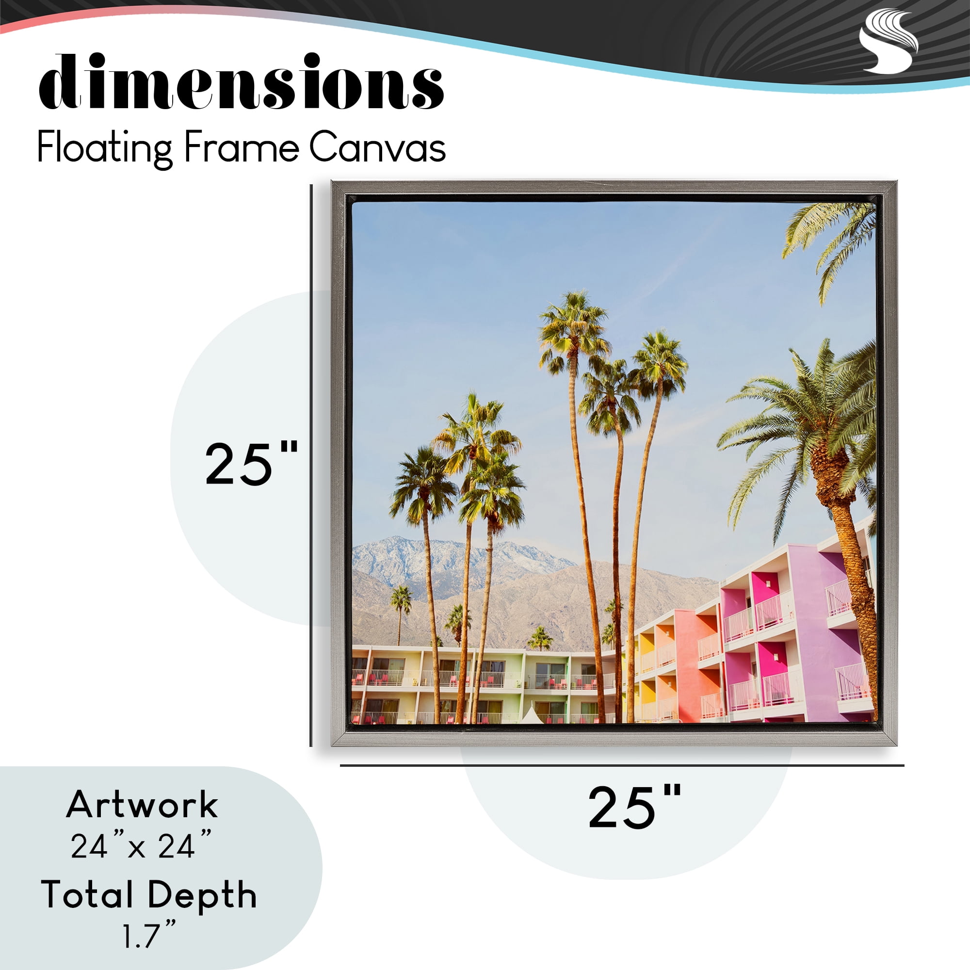 Looming Palms over Resort Gray Framed Floater Canvas Wall Art, design by LISH Creative