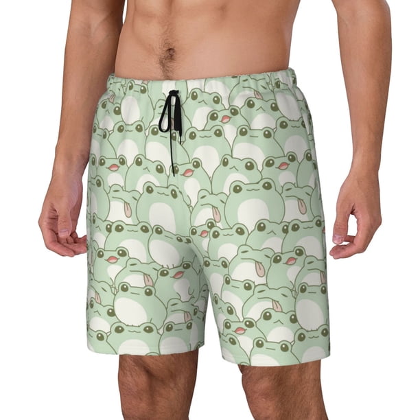 Fotbe Cute Frog Traje de Baño para Hombre – Shorts de Natación de Secado Rápido con Forro y Bolsillos-Small