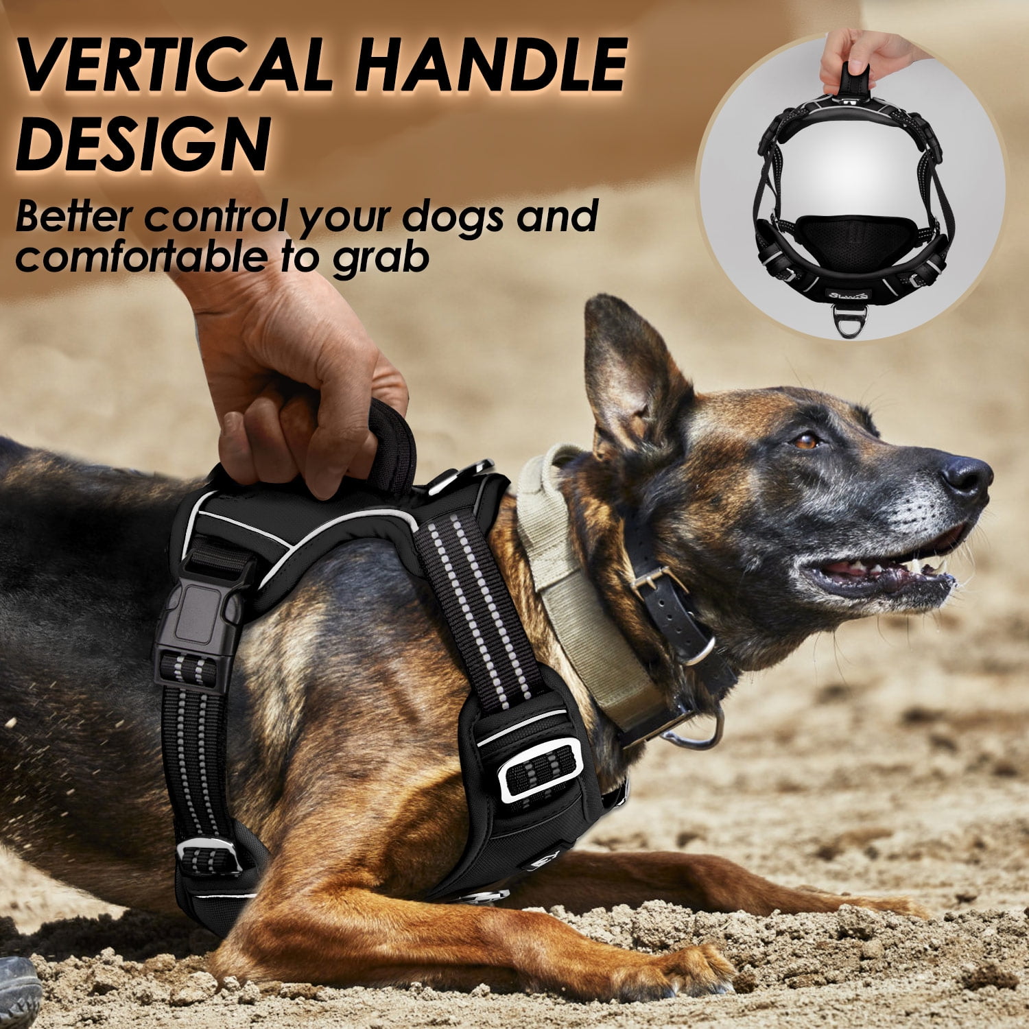 AUTOWT No Pull Dog Harness - Heavy Duty, No Choke Design with 2 Leash Clips & Adjustable Padded Vest