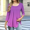thumbnail image 2 of Plebaso Women's 3/4 Length Sleeve Tunic Tops Pleated Casual Summer Dressy Blouses Womens Clothes, 2 of 6