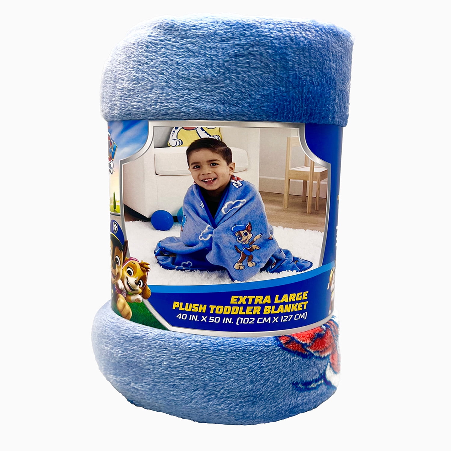 Paw Patrol Blue Plush Toddler Blanket 40" x 50" Soft Baby Bedding