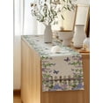 thumbnail image 5 of Table Runner 72 Inches Long for Kitchen Dining, Spring Purple Flowers Dresser Scarf Farmhouse, Dining Table Decorations for Wedding/Parties, Farmhouse Leaves Fences Burlap 14 x 72 In, 5 of 8