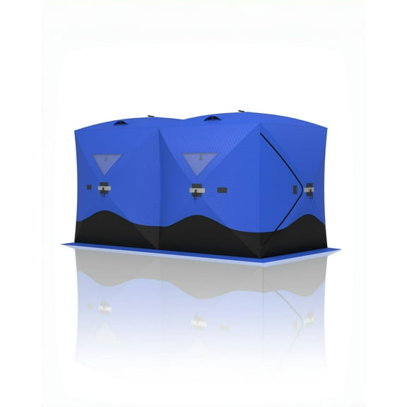 Ice Fishing Shelter 6-7 Person, Insulated Pop-Up Hub Tent with 68 Sq Ft Fishable Area, Portable Ice Shack for Winter Fishing