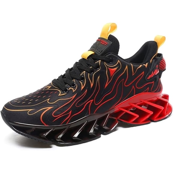 Men's Walking Shoes Blade Non Slip Fashion Sneakers Breathable Mesh Soft Sole Casual Athletic Sport Shoes Black