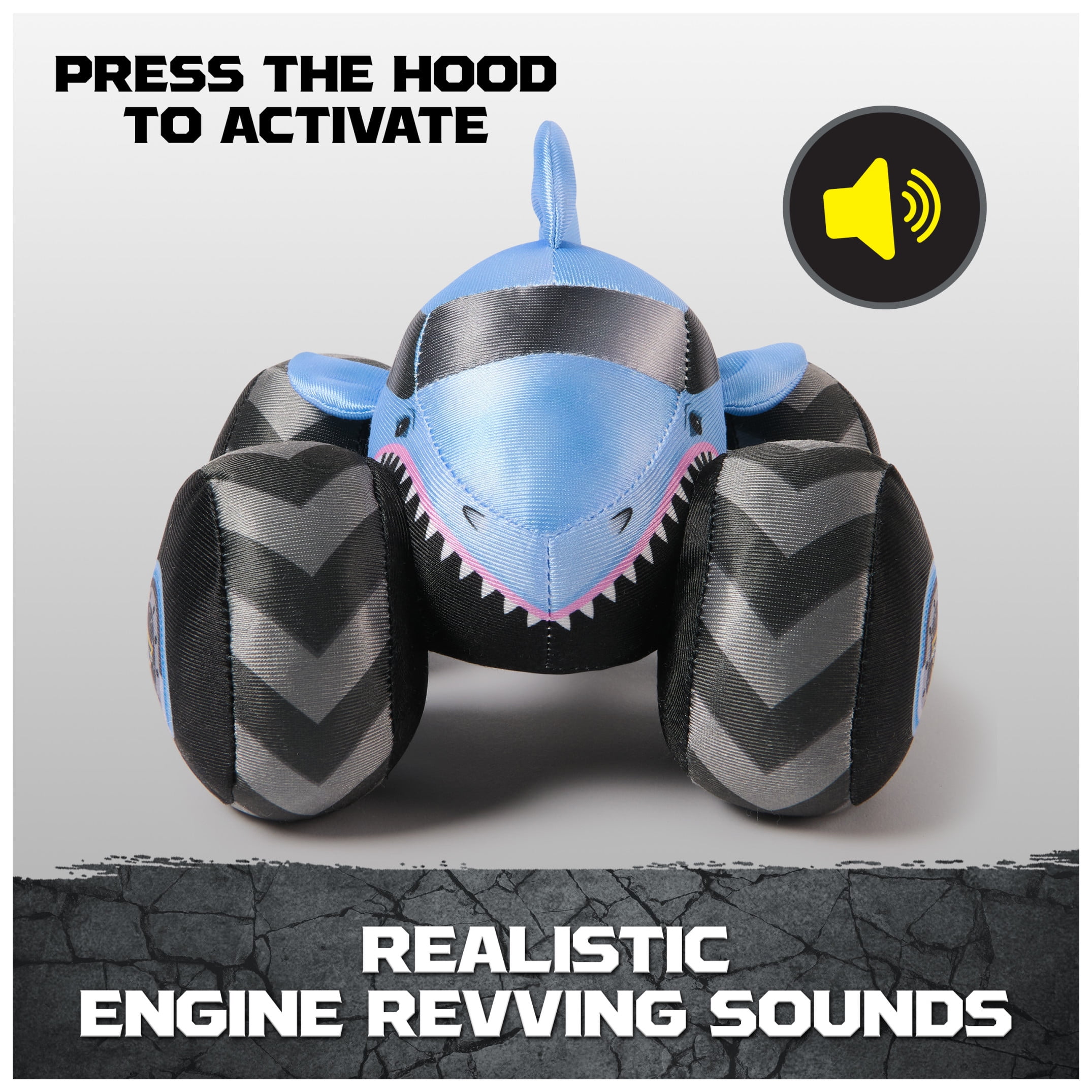 Monster Jam Megalodon Plush Truck with Sound Effects, Plush Toy for Ages 3 and Up, 7”