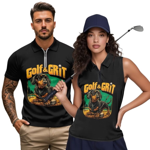 Aplkyhs Dachshund Matching Couple Sport Shirts Couple Golf Matching Outfits Machine Washable Mens Hawaiian Shirt Quarter Zip Mens Shirts Casual for Golf,Tennis,Running,Gym