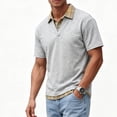 thumbnail image 4 of Josdec Men's Layered Plaid Collar Short Sleeve Polo Shirt, Casual V-Neck Pullover for Summer Daily & Office Wear M-XXXL, 4 of 6