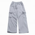 thumbnail image 4 of TOWED22 Girls' Sweatpants Straight Leg Drawstring Kids Joggers Open Bottom Baggy Teen Pants with Pockets(Grey,6-7 Y), 4 of 6