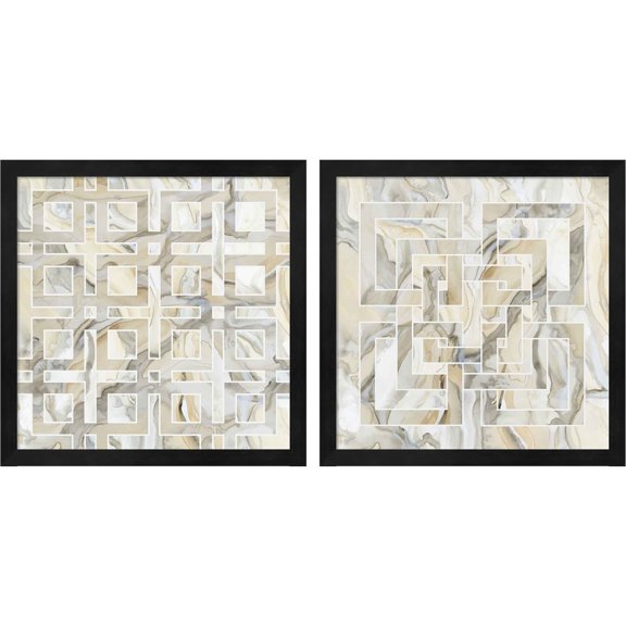 Great Art Now Onyx by Debbie Banks, 2 Piece Framed Art Set Each 13"W x 13"H