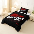 thumbnail image 3 of Castle Fairy Grunge Red Basketball Print Twin Comforter Sets 2pcs, Urban Sports Themed Bedding Set, Black Red,Black Reversible,1 Comforter and 1 Pillowcase, 3 of 6