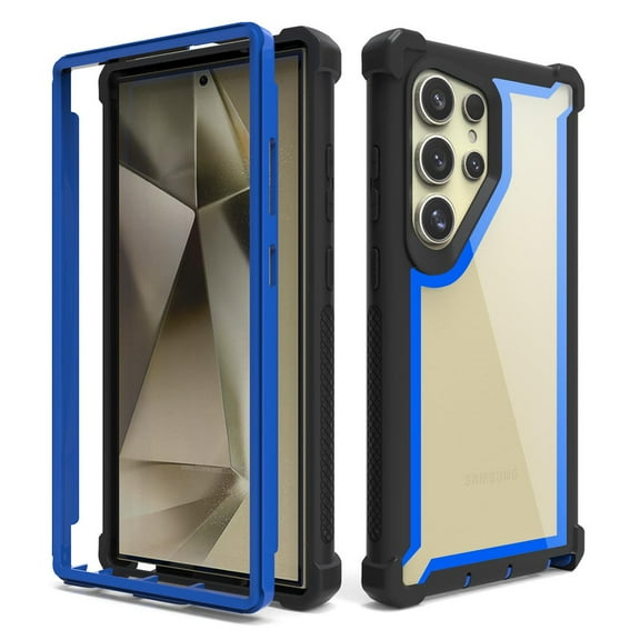 Dteck Case for Samsung Galaxy S24 Ultra,Shockproof Dual-Layer Protection Silicone PC Case Heavy Duty Rugged Crystal Clear Back Cover for Samsung Galaxy S24 Ultra,Blue