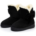 thumbnail image 2 of Botines de nieve planos con lazo para mujer, cálidos, de piel, con punta redonda, antideslizantes, bajos, de invierno, 2 of 4