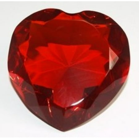 Red Heart Paperweight - Glass Diamond Heart Jewel Paperweight- Red (80mm), Red Color Glass Heart-shaped Paperweight
, Party favor or wedding decoration By United Joy USA