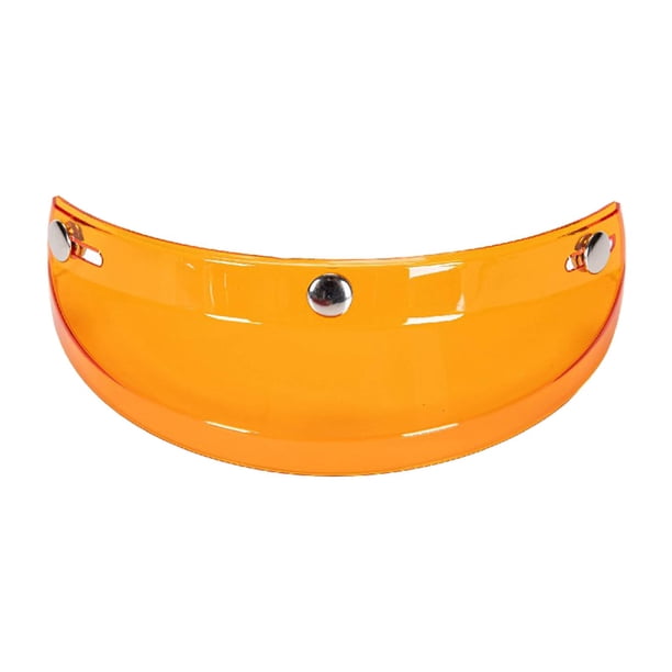 Visera de casco de motocicleta Macarena retro a presión con 3 botones Naranja transparente