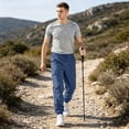 thumbnail image 6 of Mens Cargo Pants Casual Lightweight Elastic Waist Joggers Drawstring Baggy Comfy Workout Hiking Pants Multi Pockets Blue M, 6 of 9