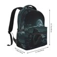 thumbnail image 2 of Zufioo Moonlit Night Sky Shark Print Casual Student Backpack, Adjustable Shoulder Straps Multi-Function Multi-Pocket Sports Bag Travel Backpack, Unisex-One Size, 2 of 5