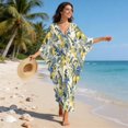 thumbnail image 5 of Xixirimido Bird Lemon Floral Print Women's Kaftan Dresses Plus Size Beach Cover Up V-Neck Batwing Sleeve Swimsuit Coverup Summer Caftan Dress, 5 of 7