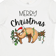 thumbnail image 4 of Inktastic Merry Christmas Cute Sloth with Santa Hat and Lights Boys or Girls Toddler T-Shirt, 4 of 5