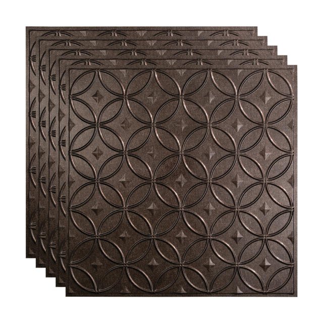 FASÄDE Rings Decorative Vinyl 2ft x 2ft Lay in Ceiling Panel in Smoked Pewter (5 Pack)