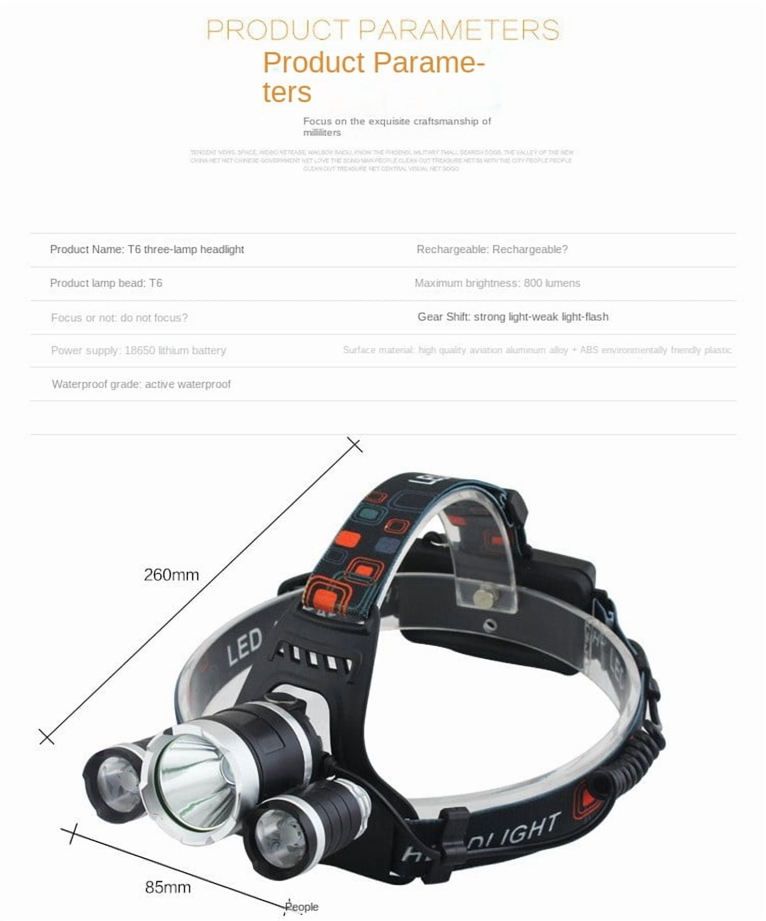 PINSAI LED Headlamp Rechargeable Waterproof Super Bright Headlamp for Hard Hat - Headlamps for Adults Rechargeable,Headlights for Camping,Outdoor Work,Hiking