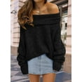 thumbnail image 6 of Womens Off The Shoulder Sweater Oversized Batwing Sleeve Loose Pullover Sweaters Tops, 6 of 13