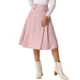 thumbnail image 1 of Falda Midi Plisada de Cuadros de Cintura Alta INSPIRE CHIC para Mujeres Rosa S, 1 of 6