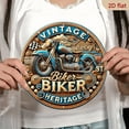 thumbnail image 5 of 2D Flat, 1pc Vintage Metal Sign Vintage Biker Heritage Motorcycle Aluminum Round Poster Classic Racing DeSign Retro Vintage Look Wall Art for Bar, Caf, Beach House, Backyard 8*8 Inch, 5 of 6