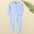thumbnail image 4 of GCETTIC Baby Gender Neutral Zip Front Footed Sleep N Play Pajamas, Sizes Preemie Light Blue 0-3Month, 4 of 9